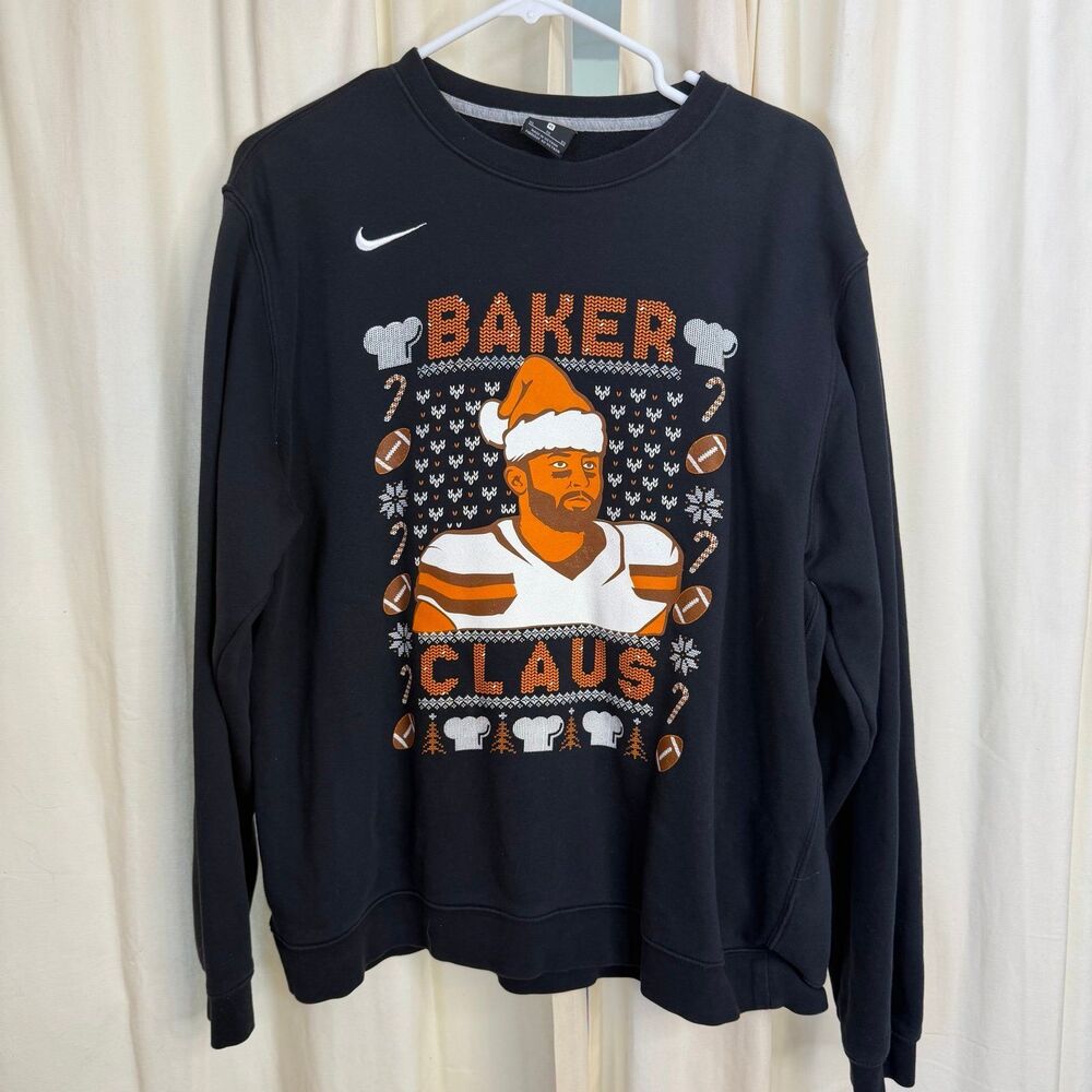 Nike Baker Mayfield "Baker Claus" NFL ugly Christmas sweater size XL